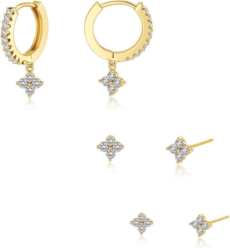 Funsanny Store Gold Ear Cuffs Earrings for Women Non Piercing - Clip on Cartilage Earrings Dainty 14K Gold Sterling Silver Plated Cubic Zirconia Huggie Hoop Earring for Women No Tarnish Trendy Jewelry Set - Image 1